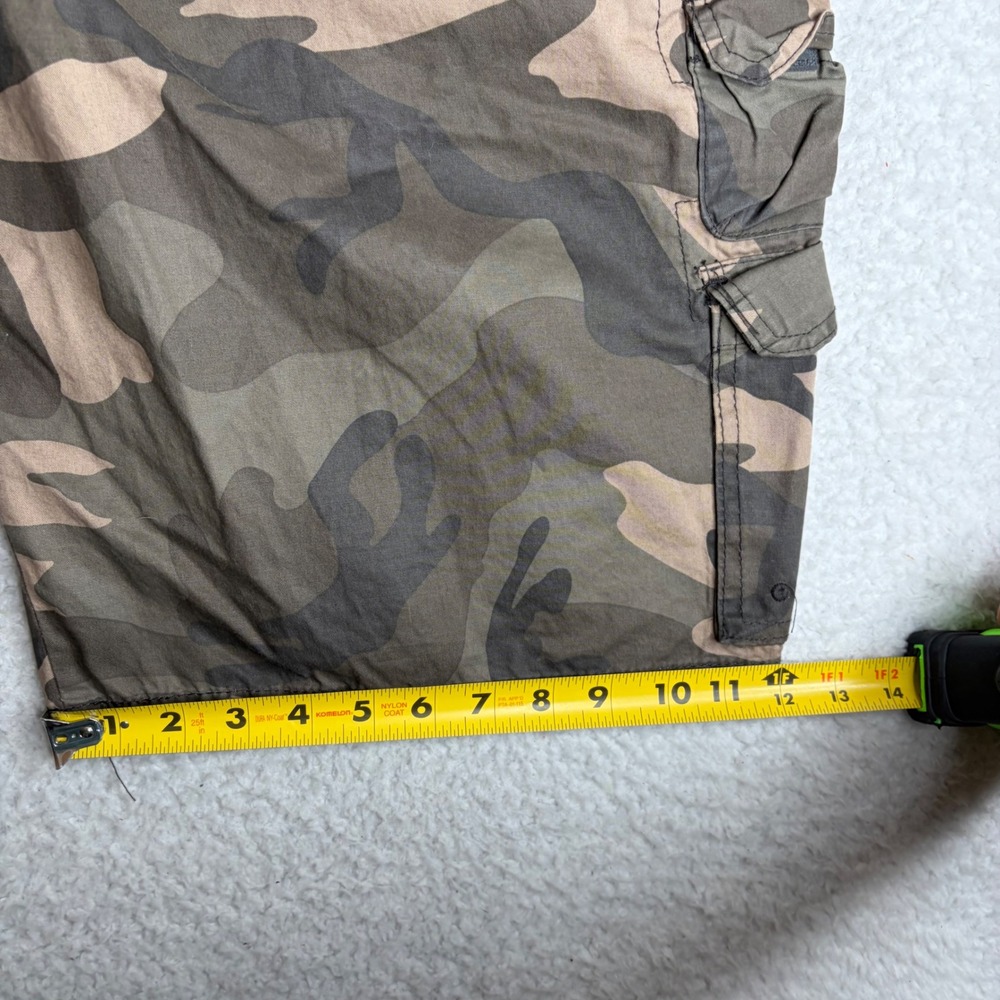 Lee Dungarees Mens Camo Cargo Shorts 36 Brown Green Camouflage Belted Y2K - Picture 7 of 8